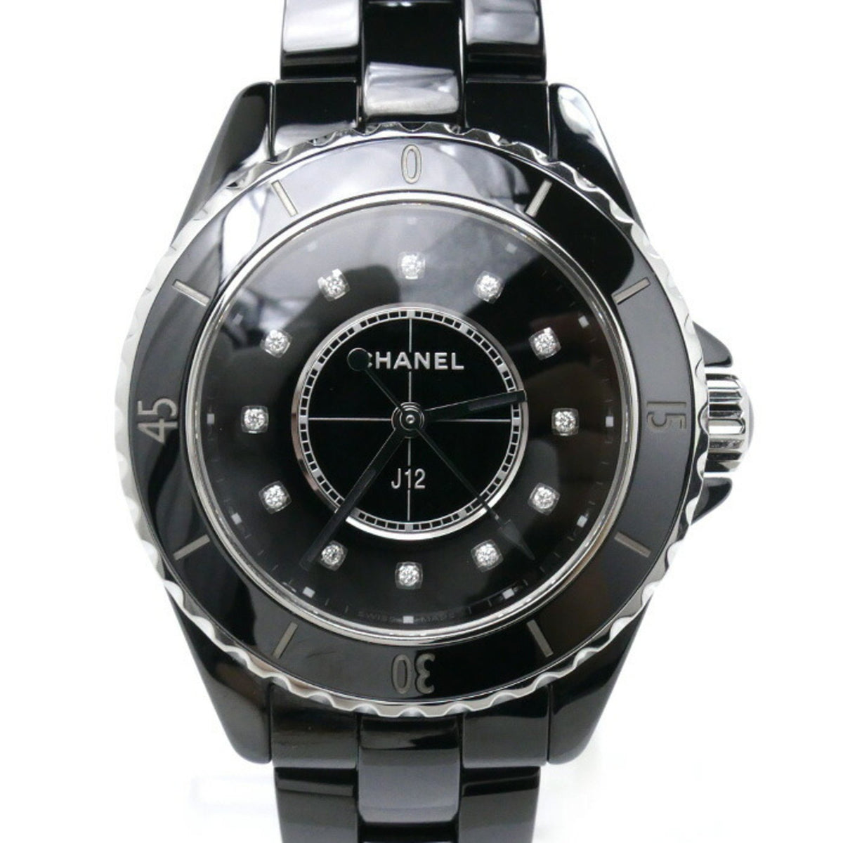 Gebrauchte CHANEL J12 33mm 12PD Batteriebetriebene Uhr, Schwarz, H5701, Damen 