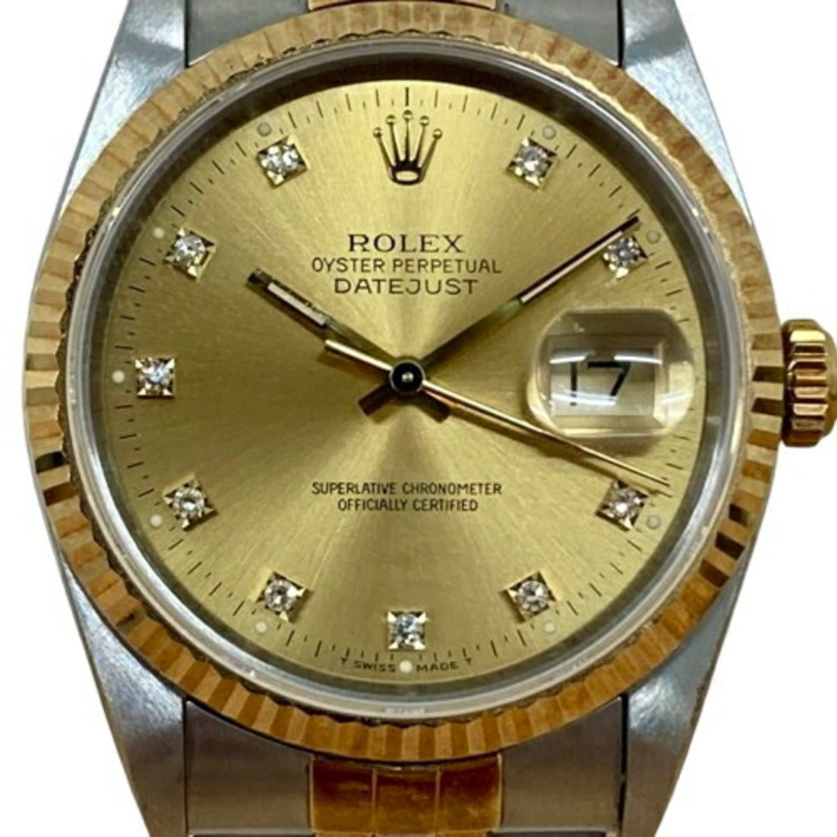 Pre-Owned Rolex Datejust 36 16233G Stainless Steel/Yellow Gold with Champagne Dial, Men's Watch