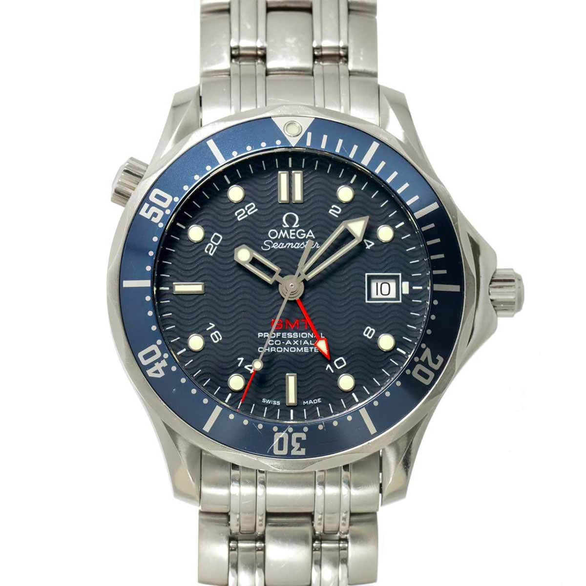 Pre-Owned OMEGA Seamaster Professional 300 GMT 2535 80 Men's Watch with Date, Navy Blue, Automatic