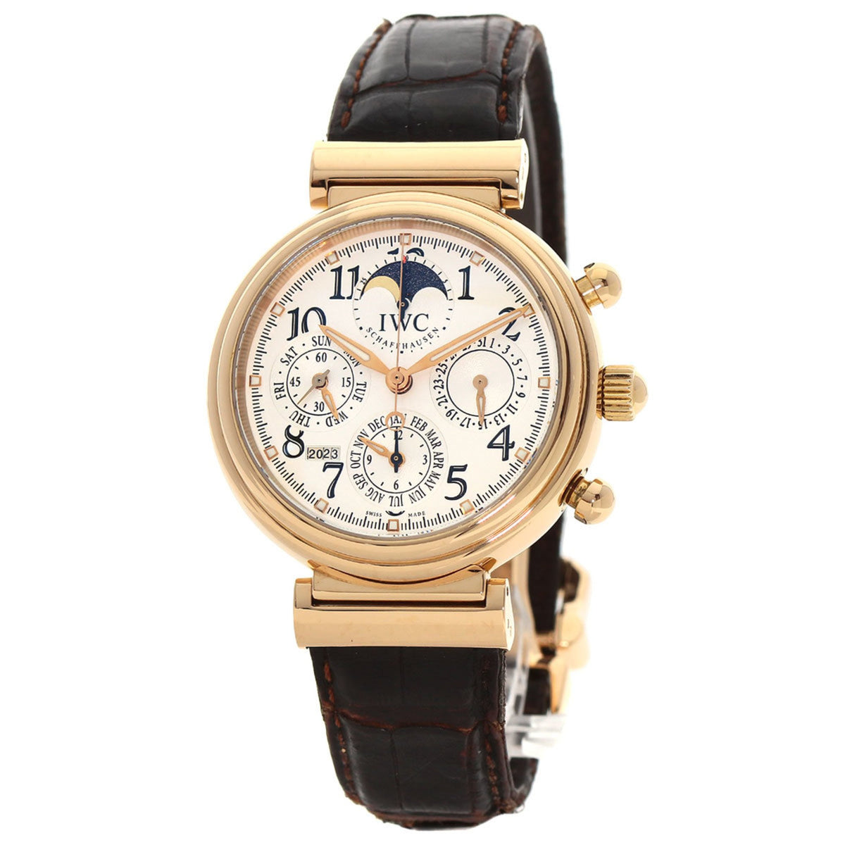 Gebrauchte IWC Da Vinci Perpetual Calendar Armbanduhr, 18 Karat Rotgold, Leder, Herren, IW375811 