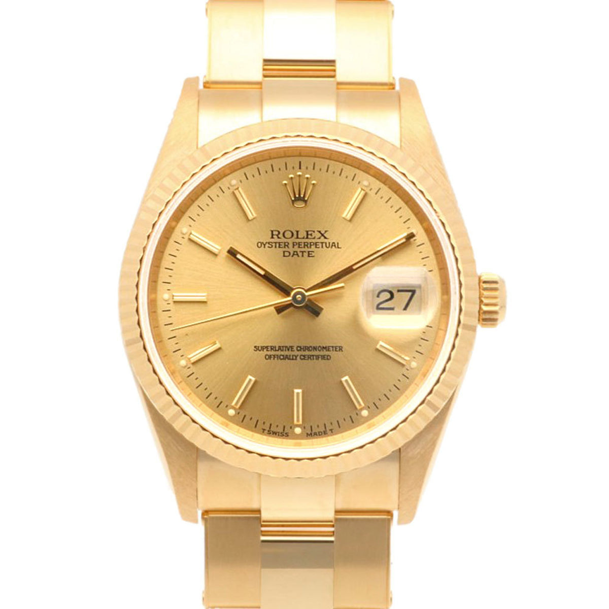 Pre-Owned Rolex Date Oyster Perpetual Watch, 18K Automatic, Men's, 15238, N-Serial, 1991 Model, Overhauled
