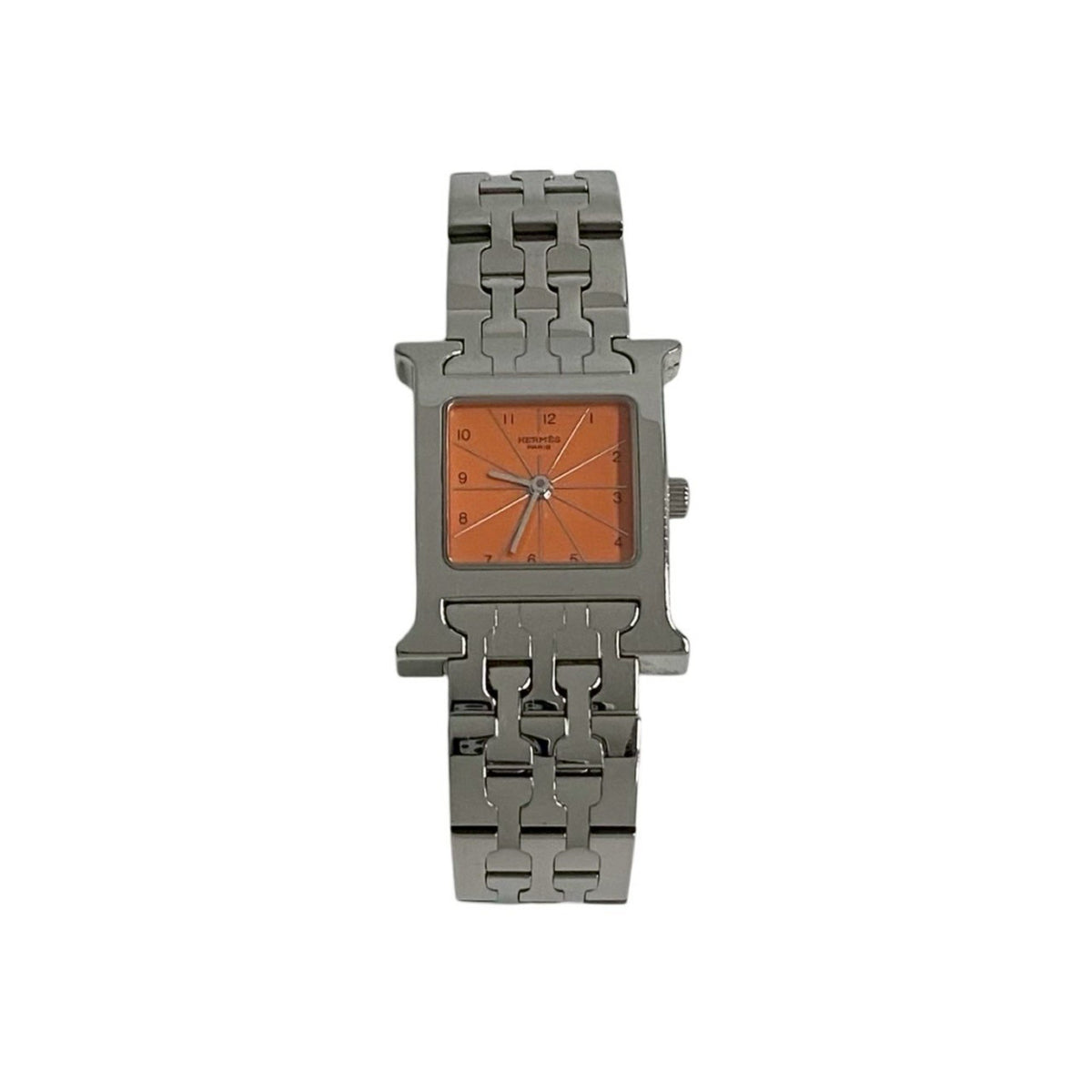 Pre-Owned HERMES H Watch Quartz Stainless Steel Wristwatch Silver Men's Women's 45062