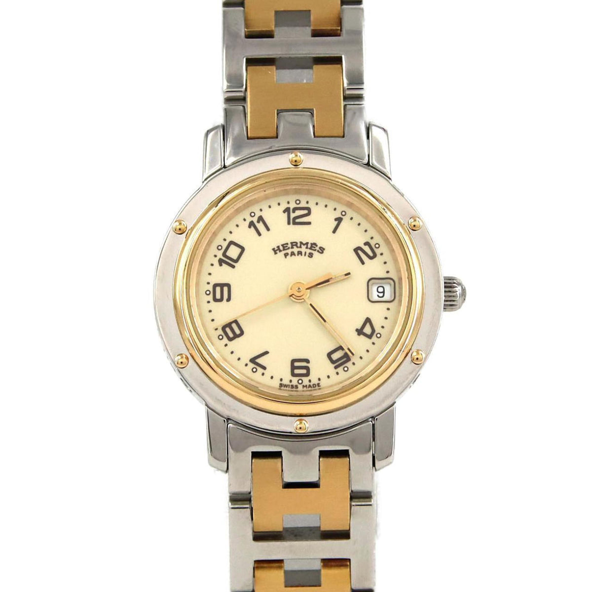 Pre-Owned Herm?s Clipper Two-tone CL4.220 SSxGP Quartz Watch