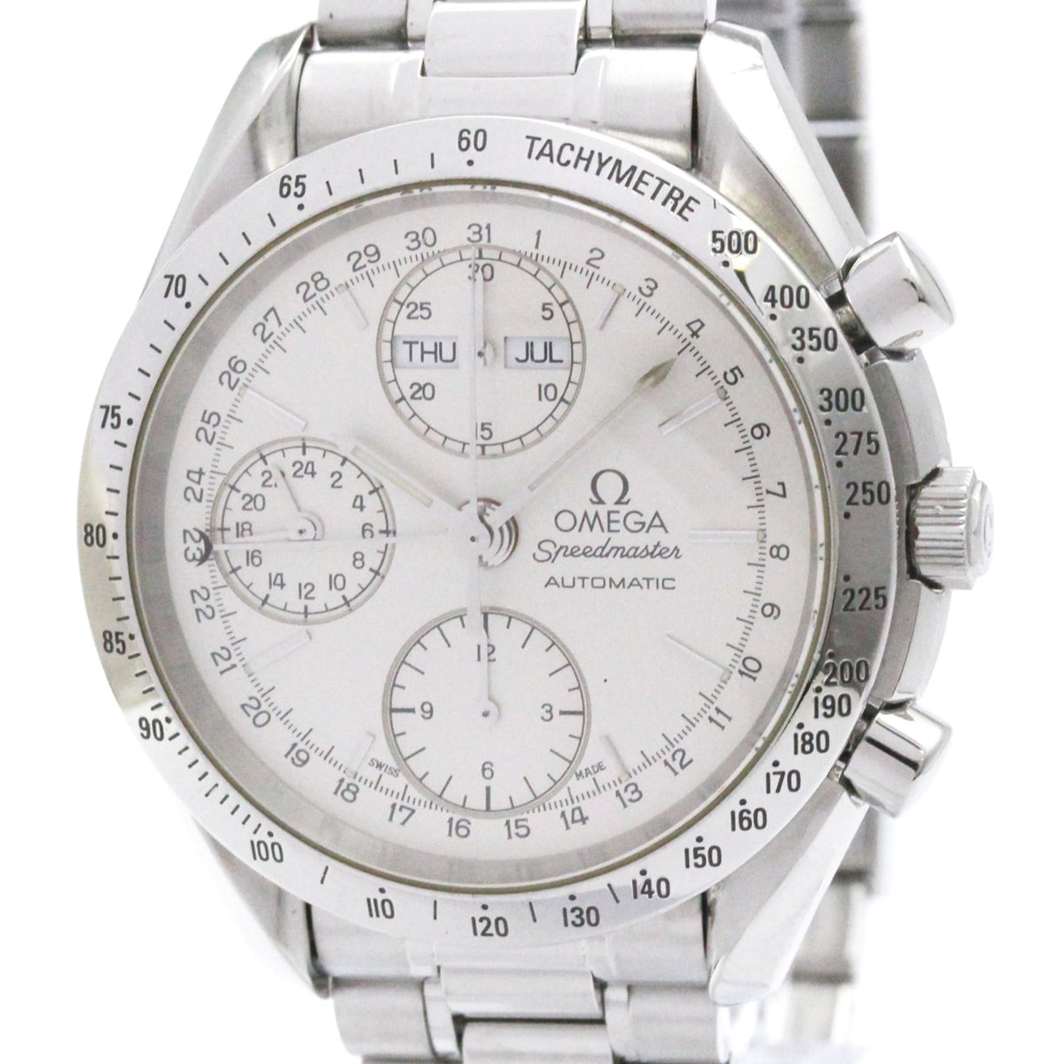 Pre-Owned OMEGA Speedmaster Triple Date Steel Automatic Watch 3521.30 Polished