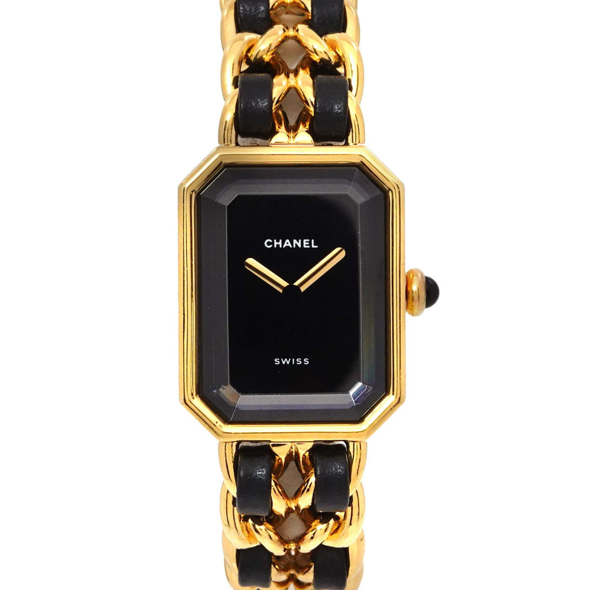 Gebrauchte CHANEL Premiere S Größe H0001 Damenuhr Schwarz Gold Quarz 