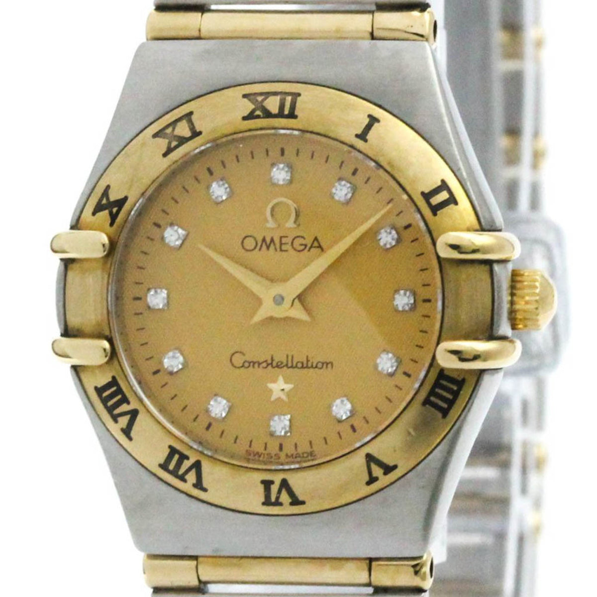 Gebrauchte polierte OMEGA Constellation Diamant 18 Karat Gold Stahl Uhr 1262.15 BF582419 