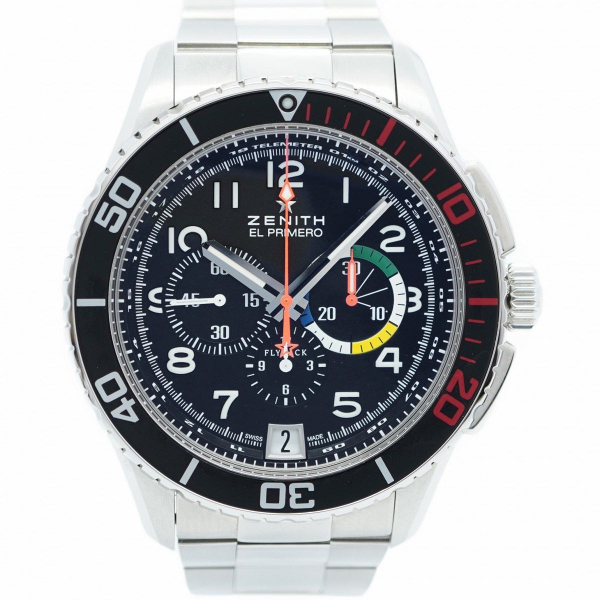 Gebrauchte Zenith El Primero 03.2061.405 Herrenuhr mit schwarzem Zifferblatt 