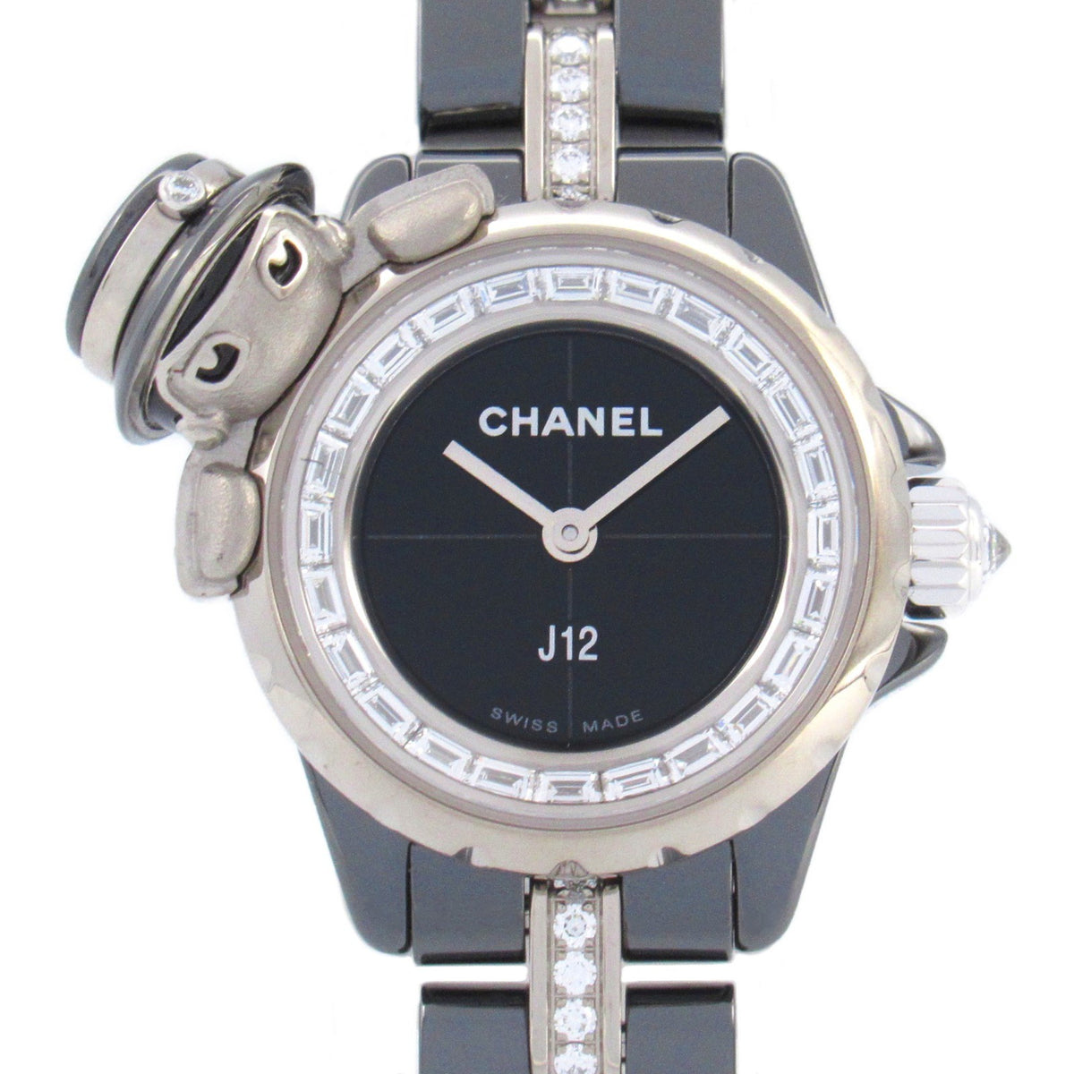 Gebrauchte CHANEL Mademoiselle J12 XS Armbanduhr K18WG (Weißgold) Keramik Damen Schwarz H7433 