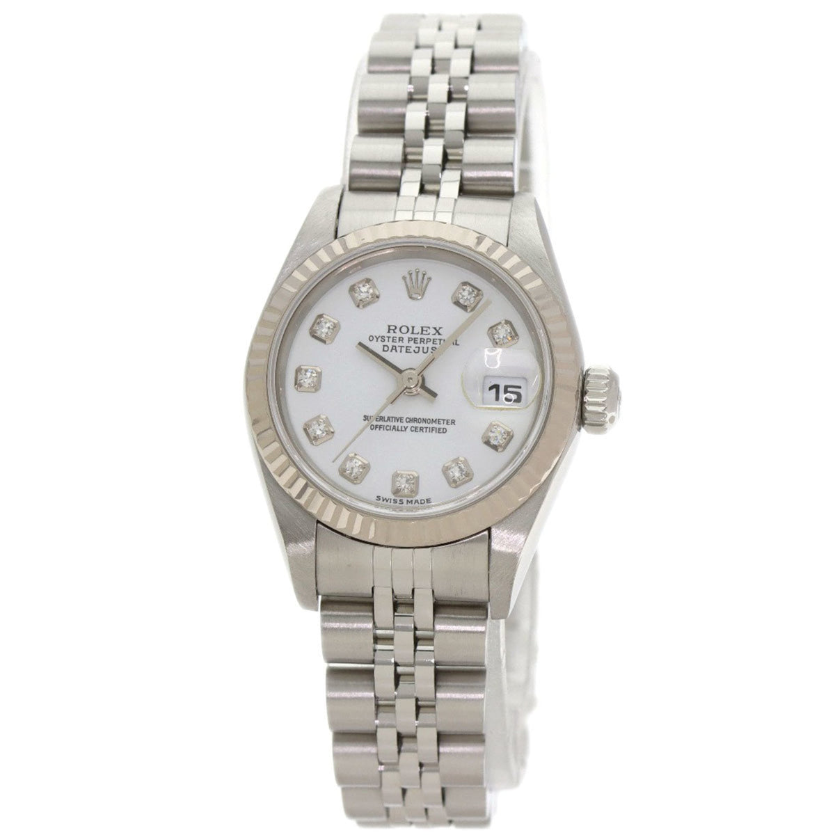 Pre-Owned Rolex 79174G Datejust 10-Piece Diamond Watch in Stainless Steel/SS/18K White Gold for Women