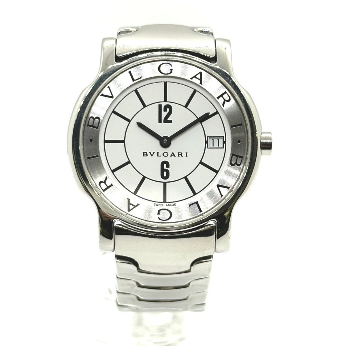 Pre-Owned BVLGARI ST35S Solotempo Quartz Date Watch, Stainless Steel, Men's, Silver