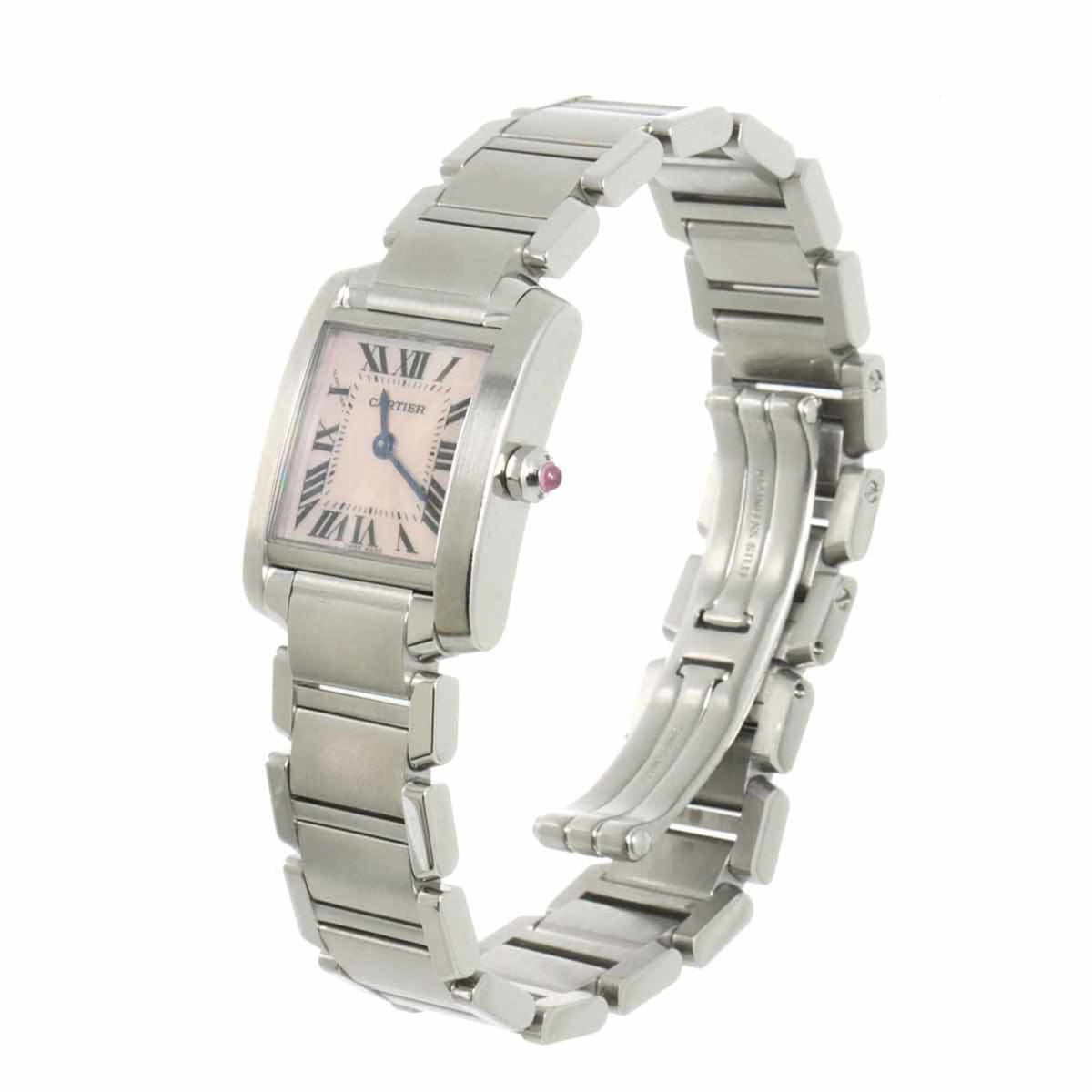 Pre-Owned Cartier Tank Francaise SM W51028Q3 Women's Pink Shell Quartz Watch