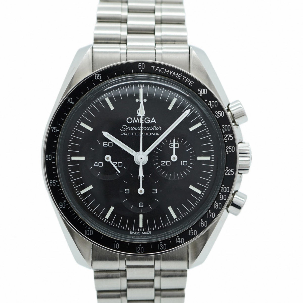 Gebrauchte Omega Speedmaster 310.30.42.50.01.001 Herrenuhr mit schwarzem Zifferblatt 