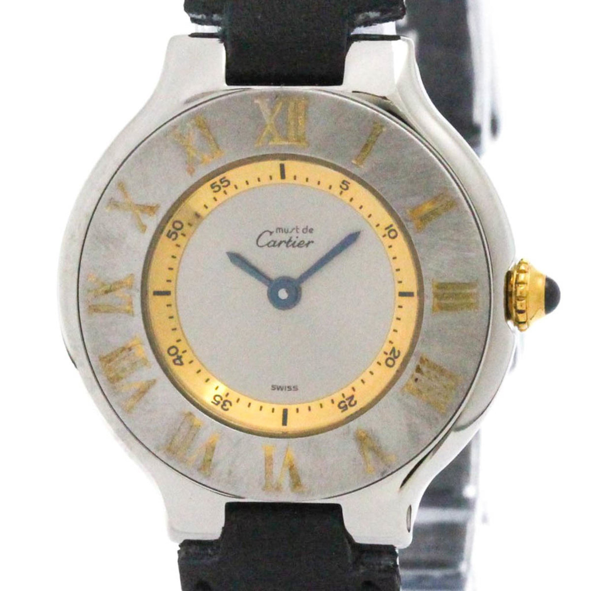 Gebrauchte CARTIER Must 21 vergoldete Stahlquarz-Damenuhr W10073R6 poliert 