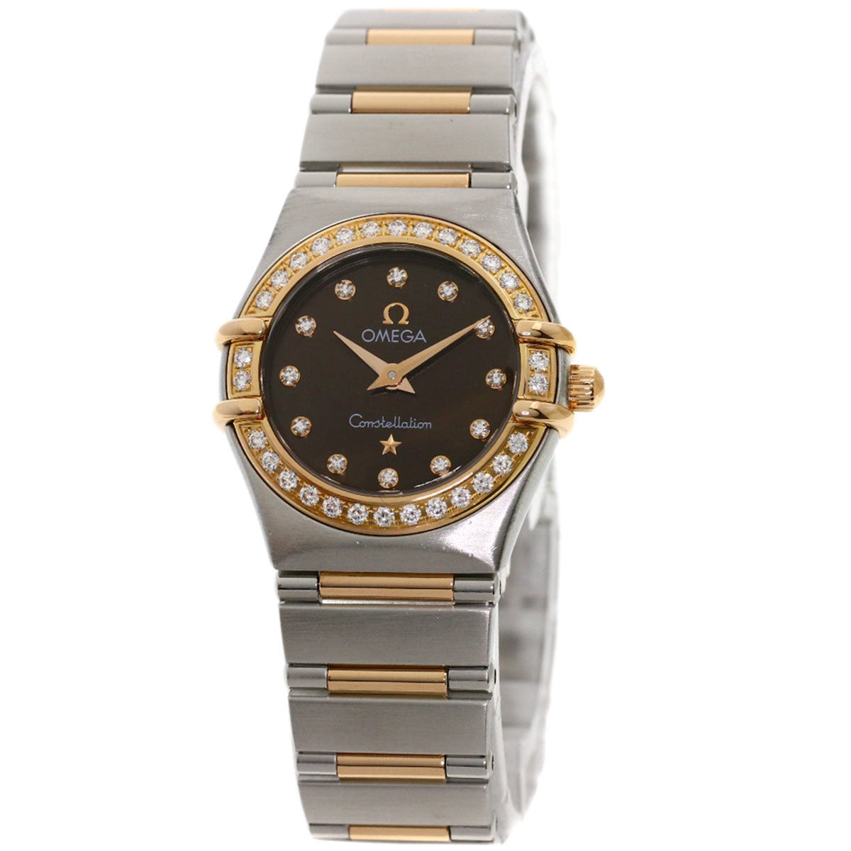Gebrauchte OMEGA 1358.60 Constellation 12P Lünette Diamant Uhr Edelstahl SSxK18PG Damen 