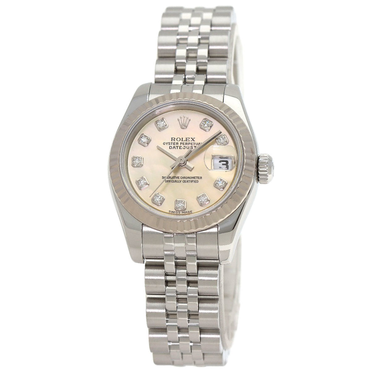 Gebrauchte Rolex 179174NG Datejust 10P Diamant Uhr Edelstahl SS K18WG Damen ROLEX 