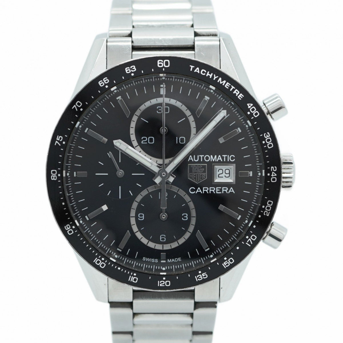 Gebrauchte TAG Heuer Carrera CV201AL-1 Herrenuhr mit schwarzem Zifferblatt 