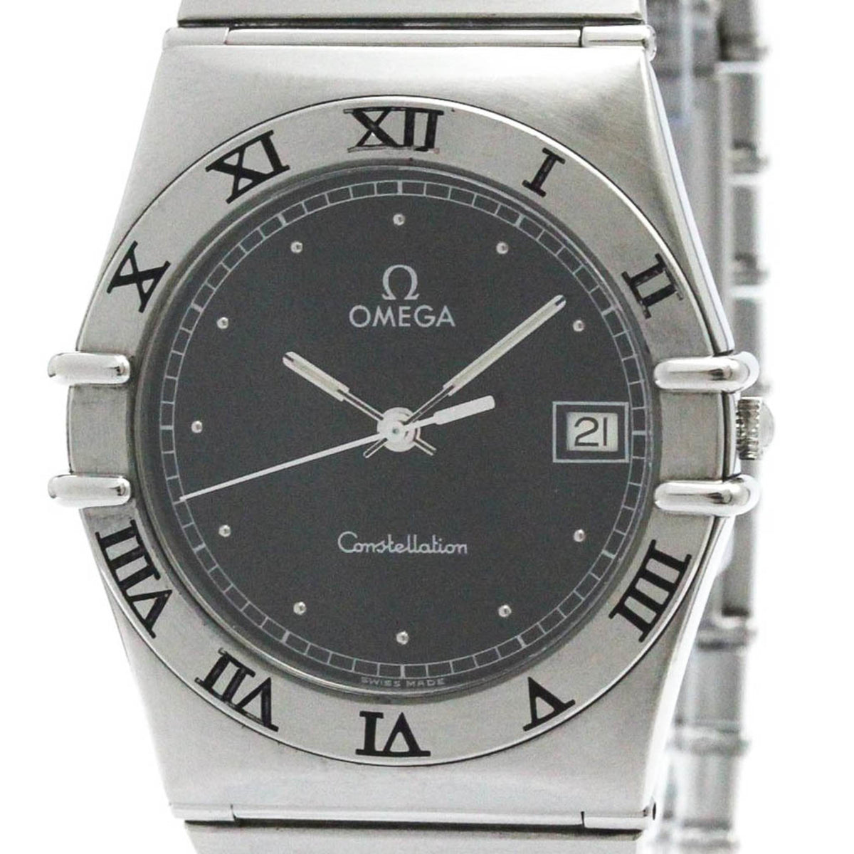 Gebrauchte polierte OMEGA Constellation Edelstahl-Quarz-Herrenuhr 396.1070 BF580542 