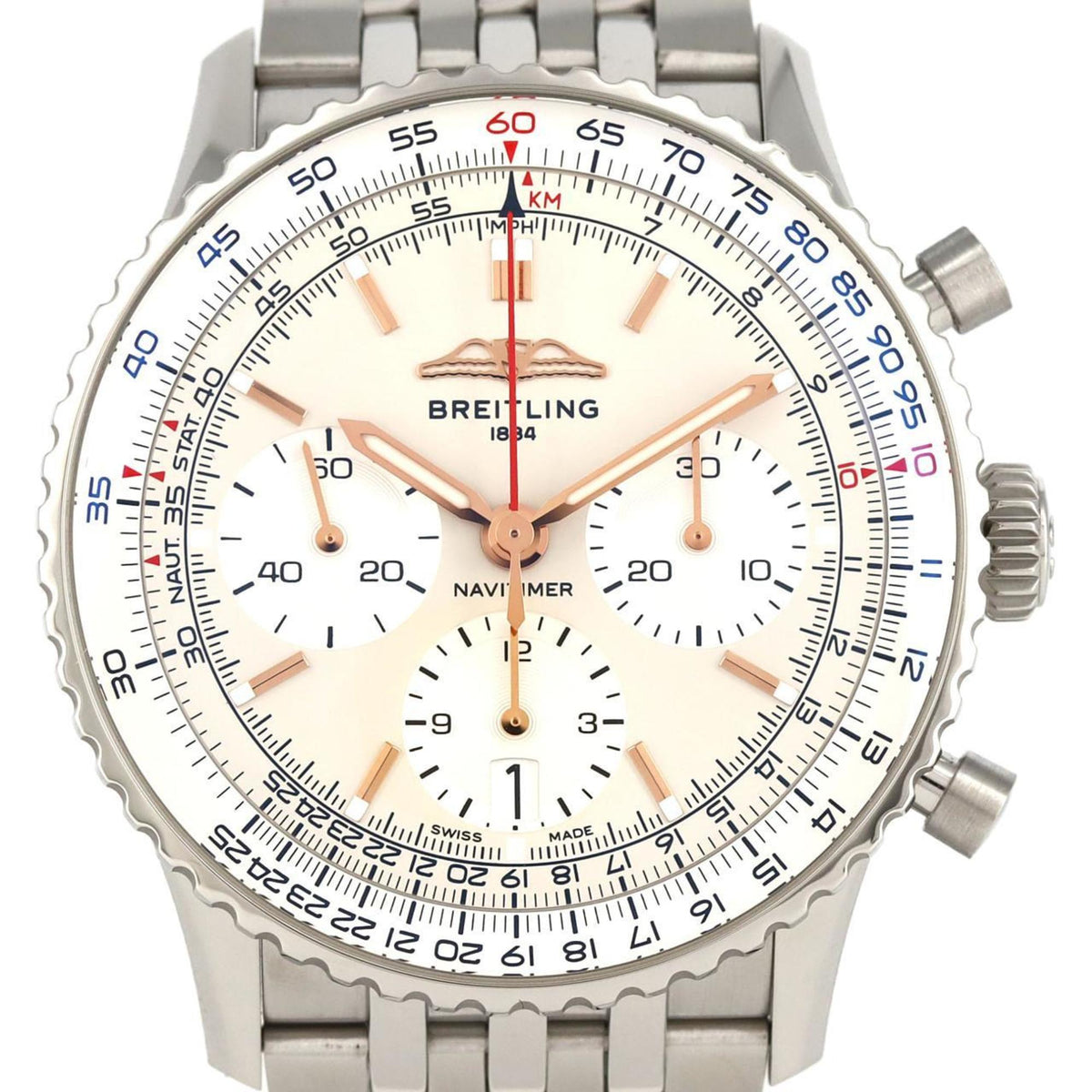 Gebrauchte Breitling Navitimer B01 Chronograph 41 AB0139 AB0139211G1A1 SS Armbanduhr Automatik 