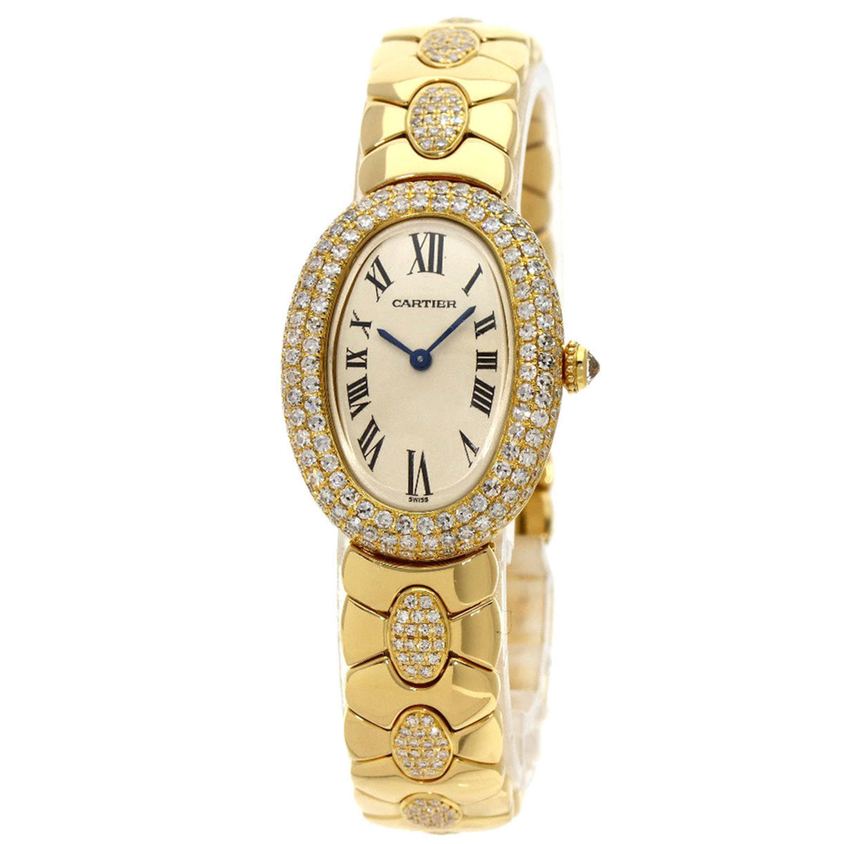 Gebrauchte Cartier 1920 Baignoire SM Diamond Manufacturer Complete (2023.10) Armbanduhr K18 Gelbgold K18YGxDiamond Damen 