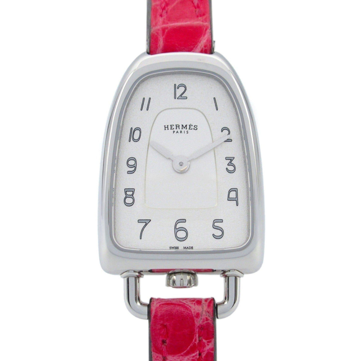 Gebrauchte Hermes HERMES Gallop Uhr Edelstahl Leder Damen Silber GA1.110 