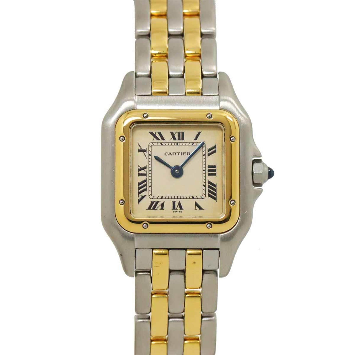 Gebrauchte Cartier Panthere SM 2-reihige Kombinations-Damenuhr, Elfenbein, Gelbgold, Quarz, 