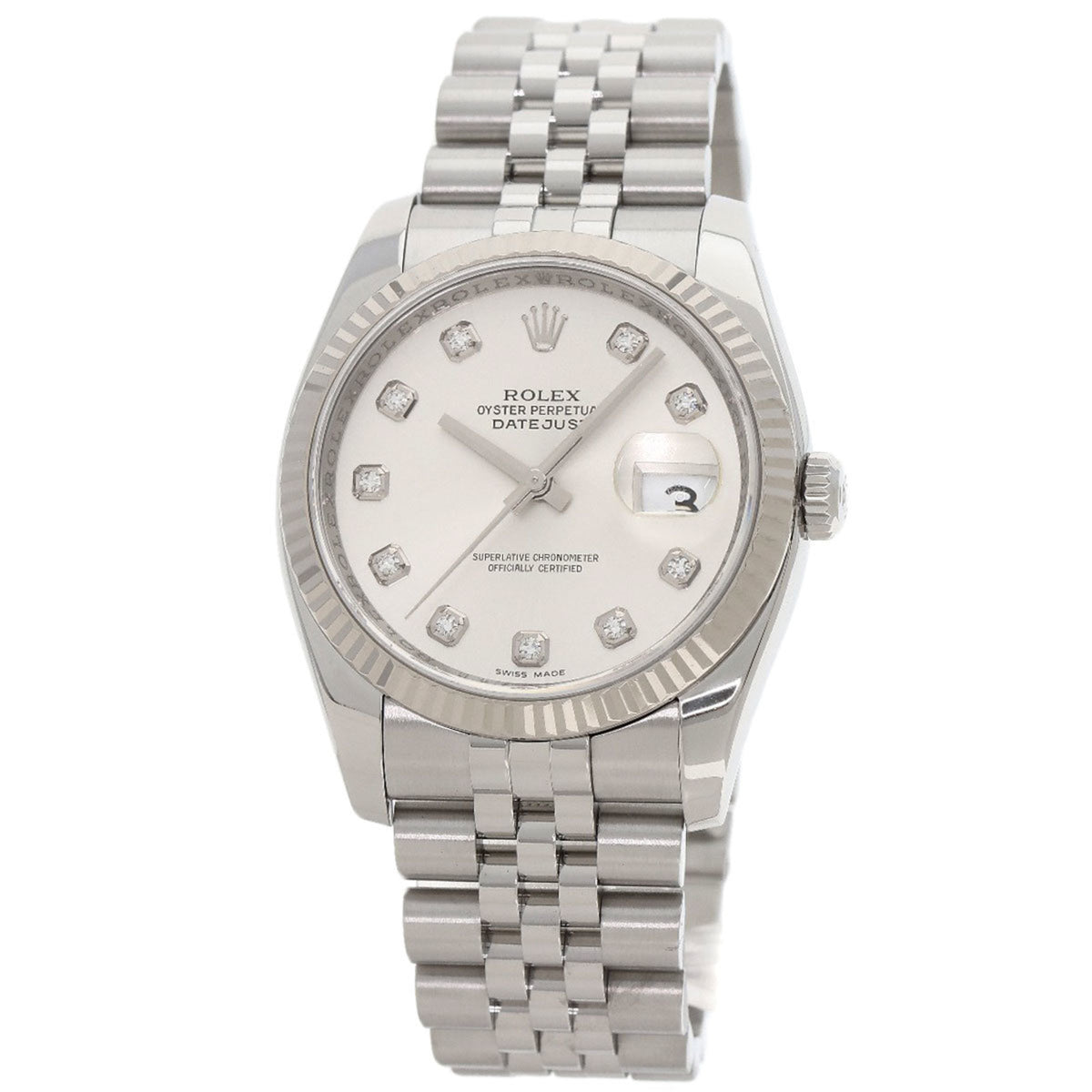 Gebrauchte Rolex 116234G Datejust 10P Diamantuhr Edelstahl SS K18WG Herren ROLEX 