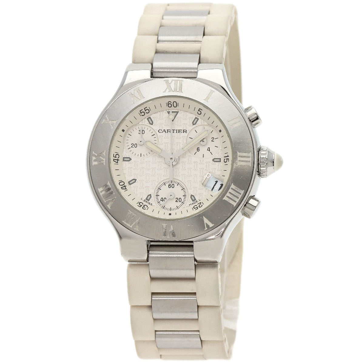 Gebrauchte Cartier W10197U2 Chronoscuff SM Uhr Edelstahl Kautschuk Damen CARTIER 
