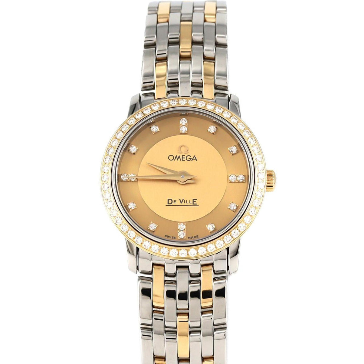 Pre-Owned Omega De Ville Prestige Two-tone D-16P 413.25.27.60.58.001 SSxGP Quartz Watch
