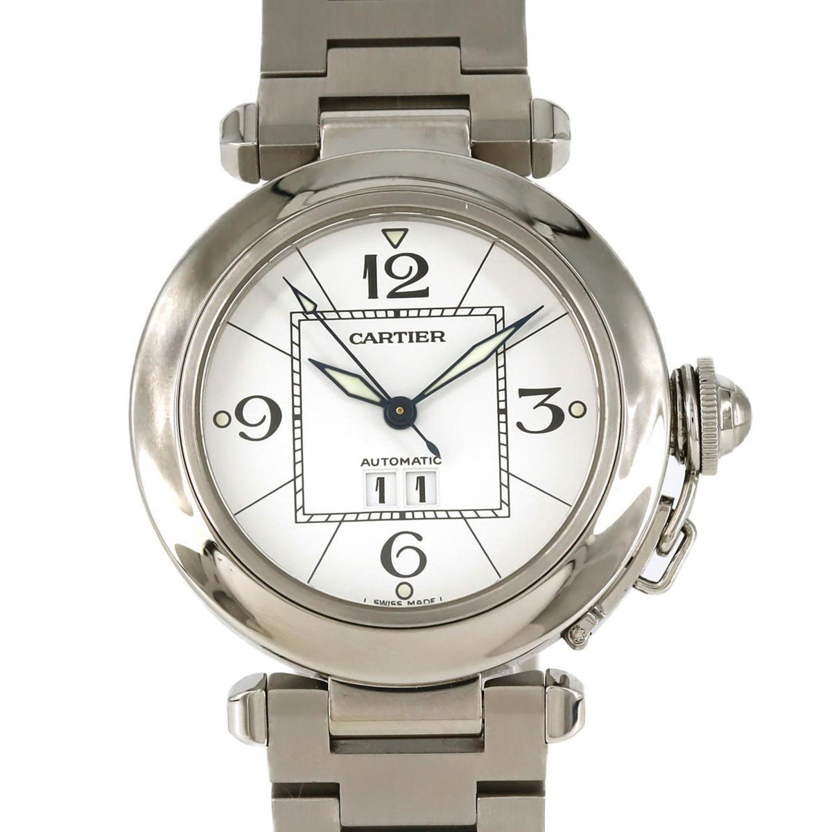 Pre-Owned Cartier Pasha C Grande Date W31055M7 Stainless Steel Automatic Watch