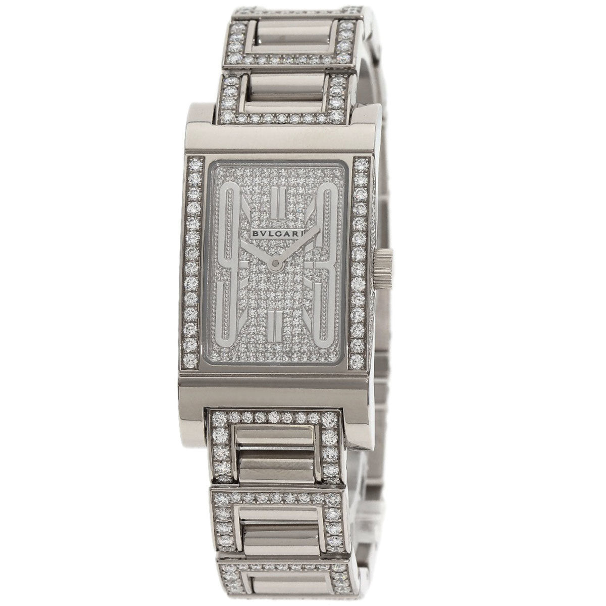 Gebrauchte BVLGARI RTW39G Rettangolo Diamantuhr, K18 Weißgold/K18WG x Diamant, Damen 