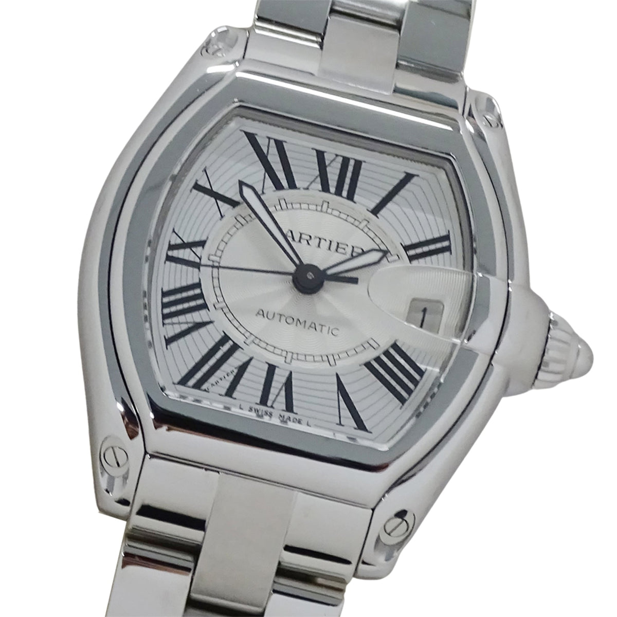 Pre-Owned Cartier Men's Roadster LM Watch with Date Display, Automatic Movement, Stainless Steel Case, W62025V3, Interchangeable Strap, Polished Silver