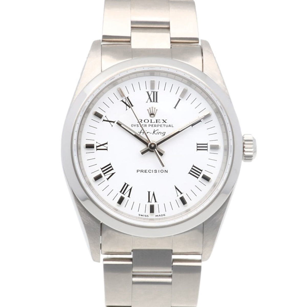 Gebrauchte Rolex Air King Oyster Perpetual Uhr Edelstahl 14000 Automatik Herren ROLEX A Serie 1998-1999 Modell Römische Ziffern Überholt 