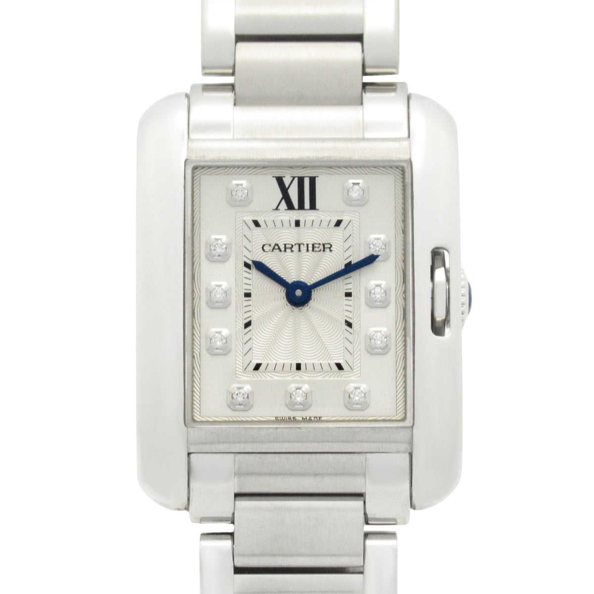 Gebrauchte Cartier Tank Anglaise SM 11-teilige Diamantuhr, Edelstahl, Damen, Silber, W4TA0003 
