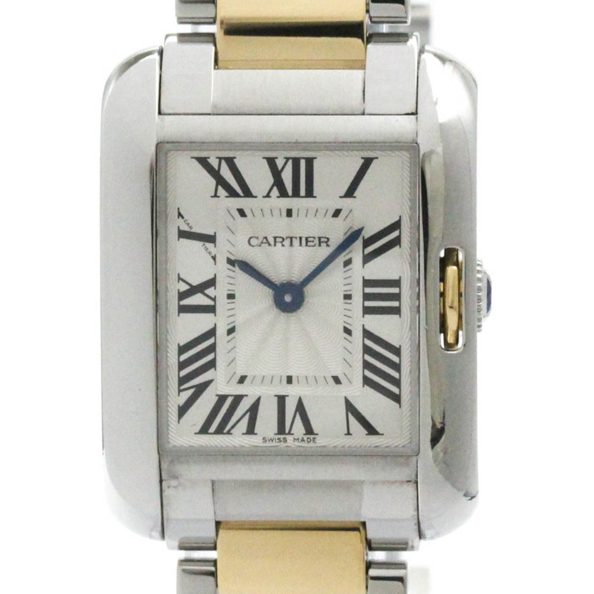 Gebrauchte, polierte Cartier Tank Anglaise 18 Karat Rotgold-Stahluhr W5310046 BF582364 