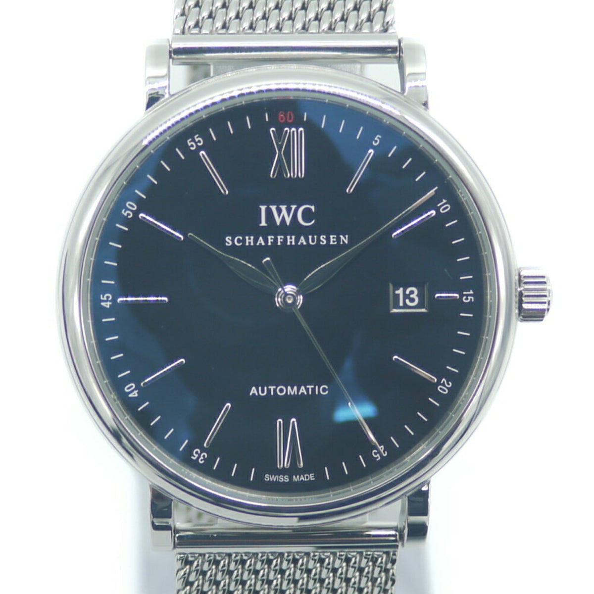 Gebrauchte IWC International Watch Company Portofino Automatic IW356506 Armbanduhr mit schwarzem Zifferblatt 