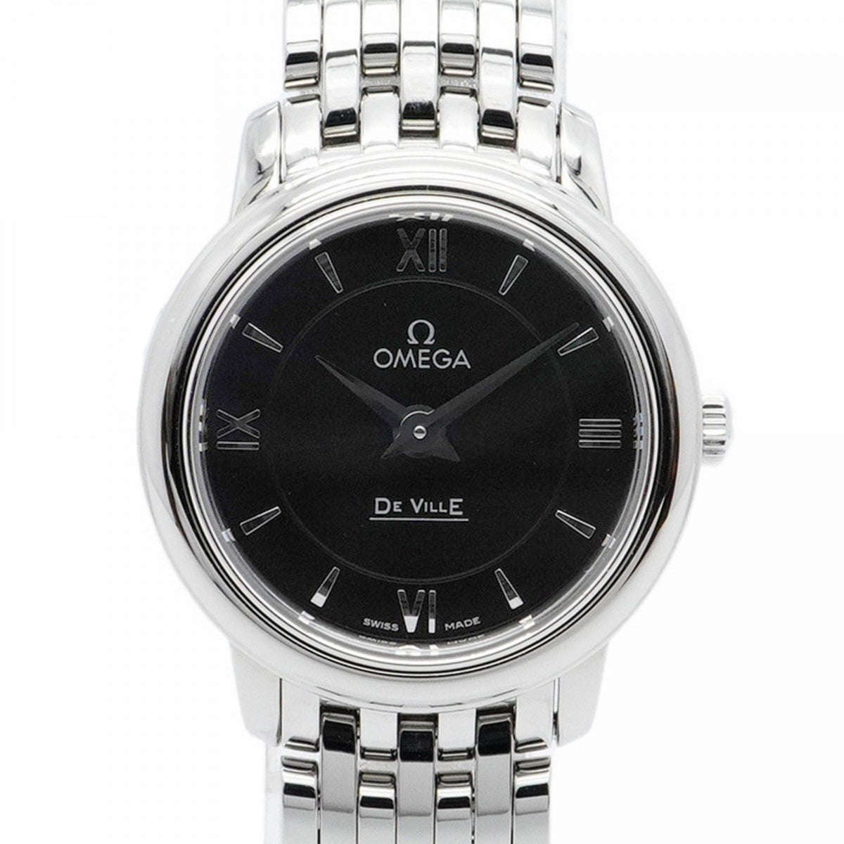 Gebrauchte Omega De Ville 424.10.24.60.01.001 Herrenuhr mit schwarzem Zifferblatt 