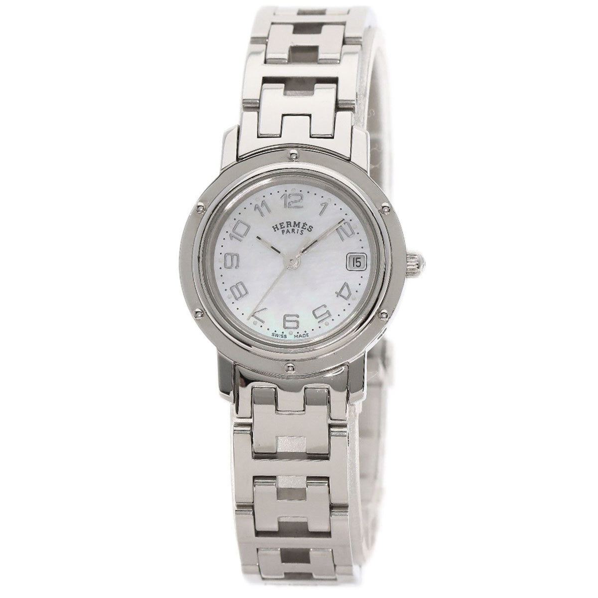 Gebrauchte Hermes CL4.210 Clipper Nacle Uhr Edelstahl SS Damen HERMES 