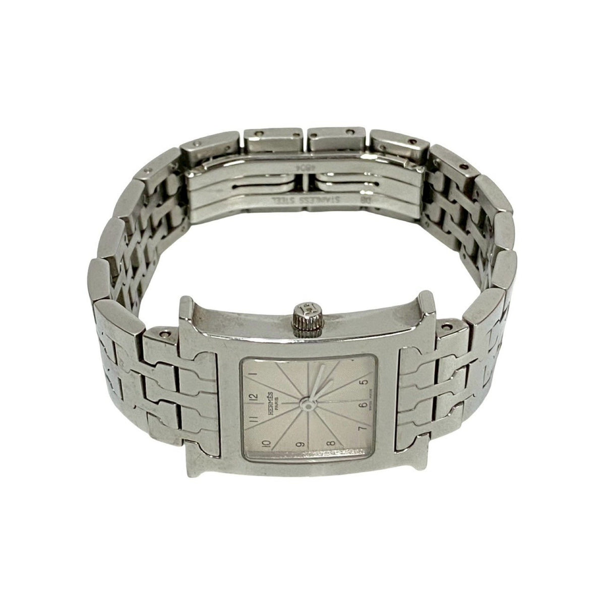 Pre-Owned HERMES H Watch Stainless Steel Wristwatch for Men and Women, Silver, 23685