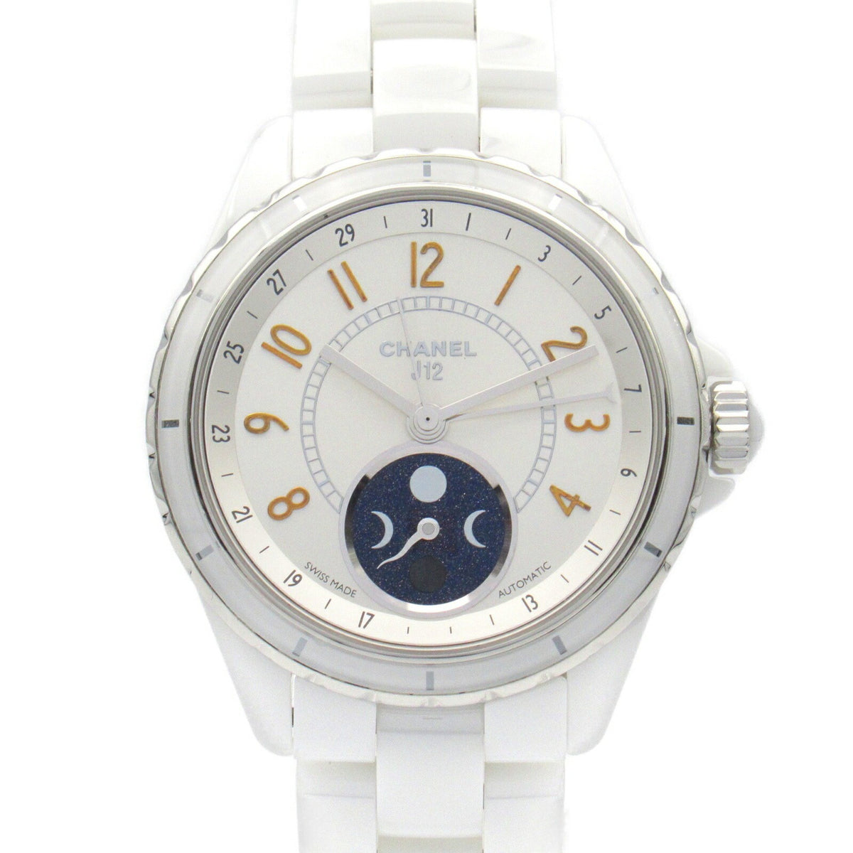 Gebrauchte CHANEL J12 Firth de Lune Uhr, Keramik, Herren, Silber, H3404 
