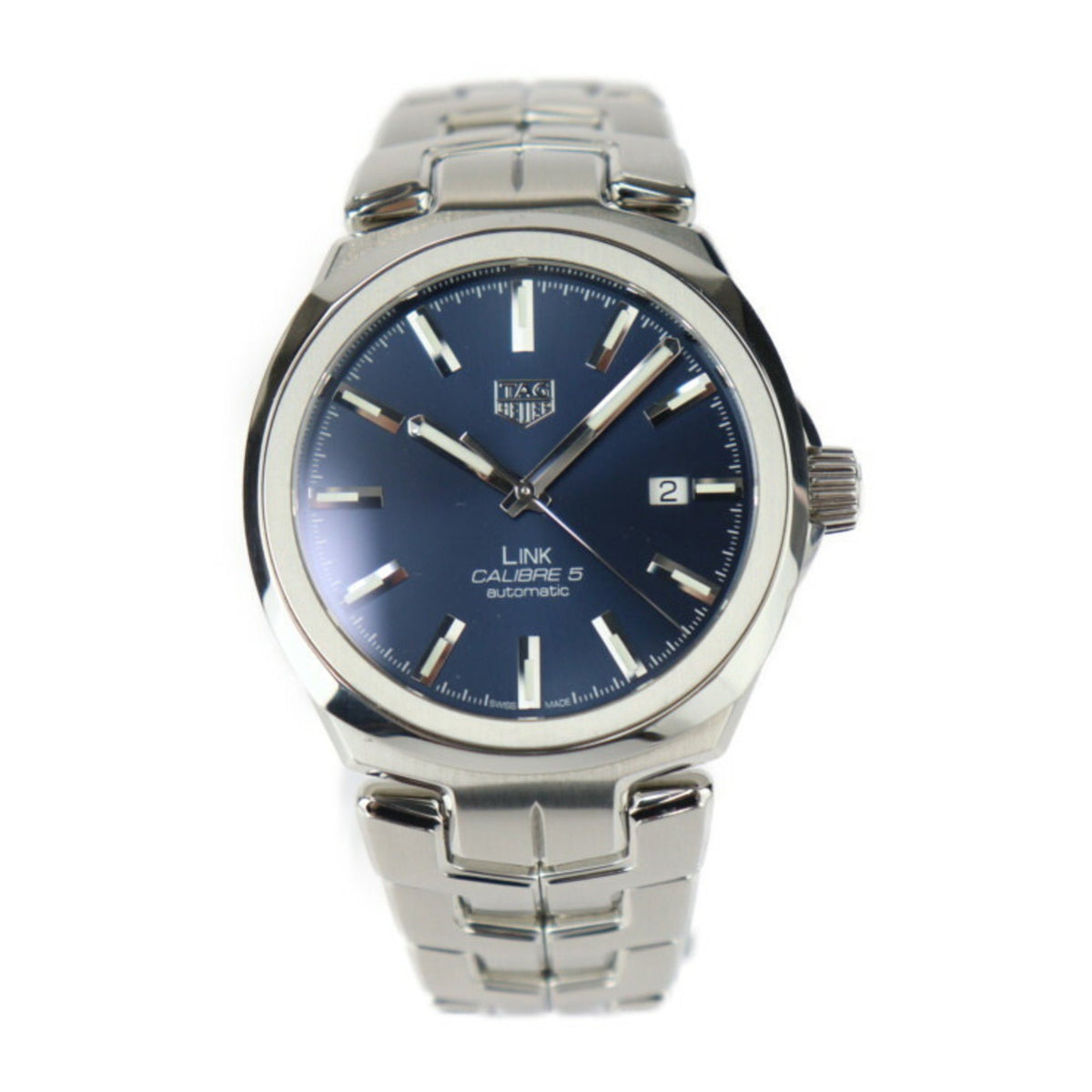 Gebrauchte TAG HEUER Link Calibre 5 Uhr WBC2112.BA0603 Edelstahl Silber Blaues Zifferblatt Automatik Datum 