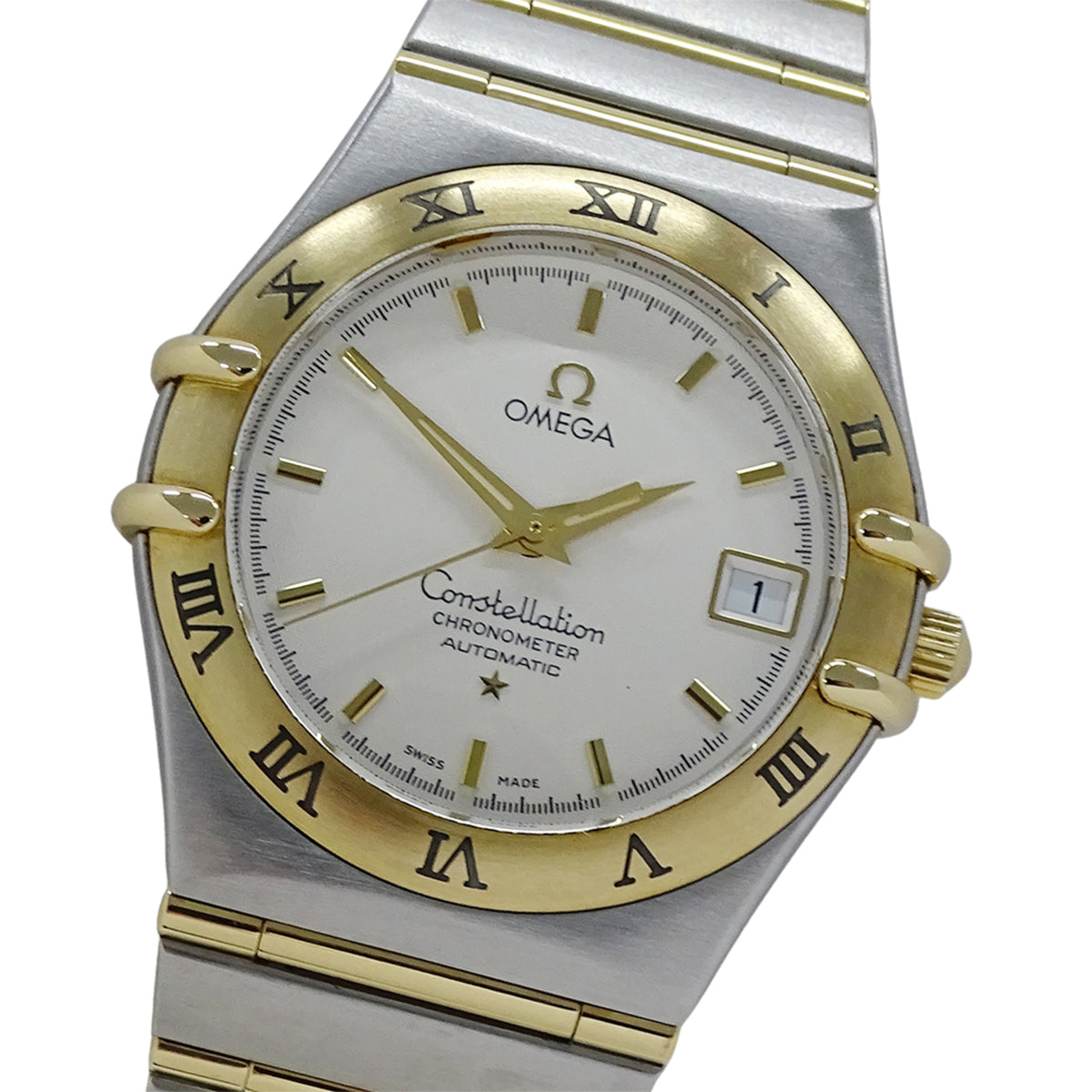 Pre-Owned OMEGA Constellation 1202.30 Men's Watch, Date, Automatic, Stainless Steel, Gold, Yellow Full Bar, Polished