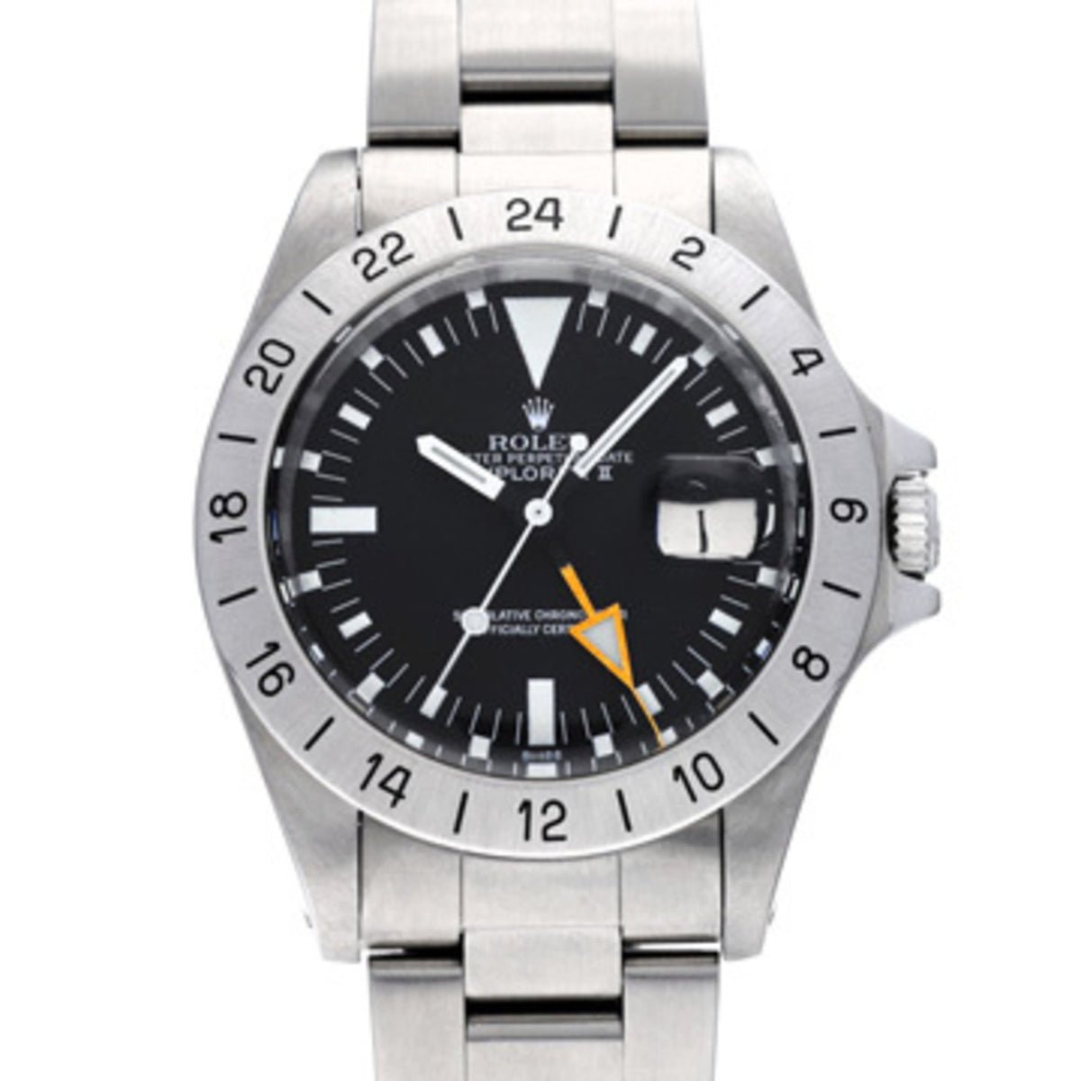 Gebrauchte Rolex Explorer II 1655 Serie 44 (Gehäuseersatz) Schwarze Herren-Automatikuhr 