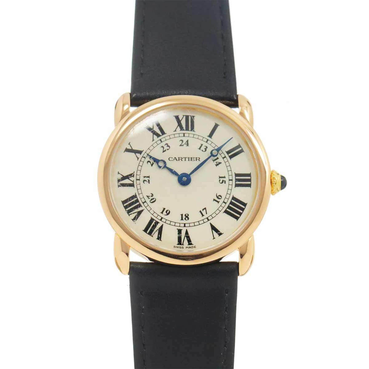 Gebrauchte Cartier Ronde Louis SM W6800151 Damenuhr Elfenbein K18PG Roségold Quarz 