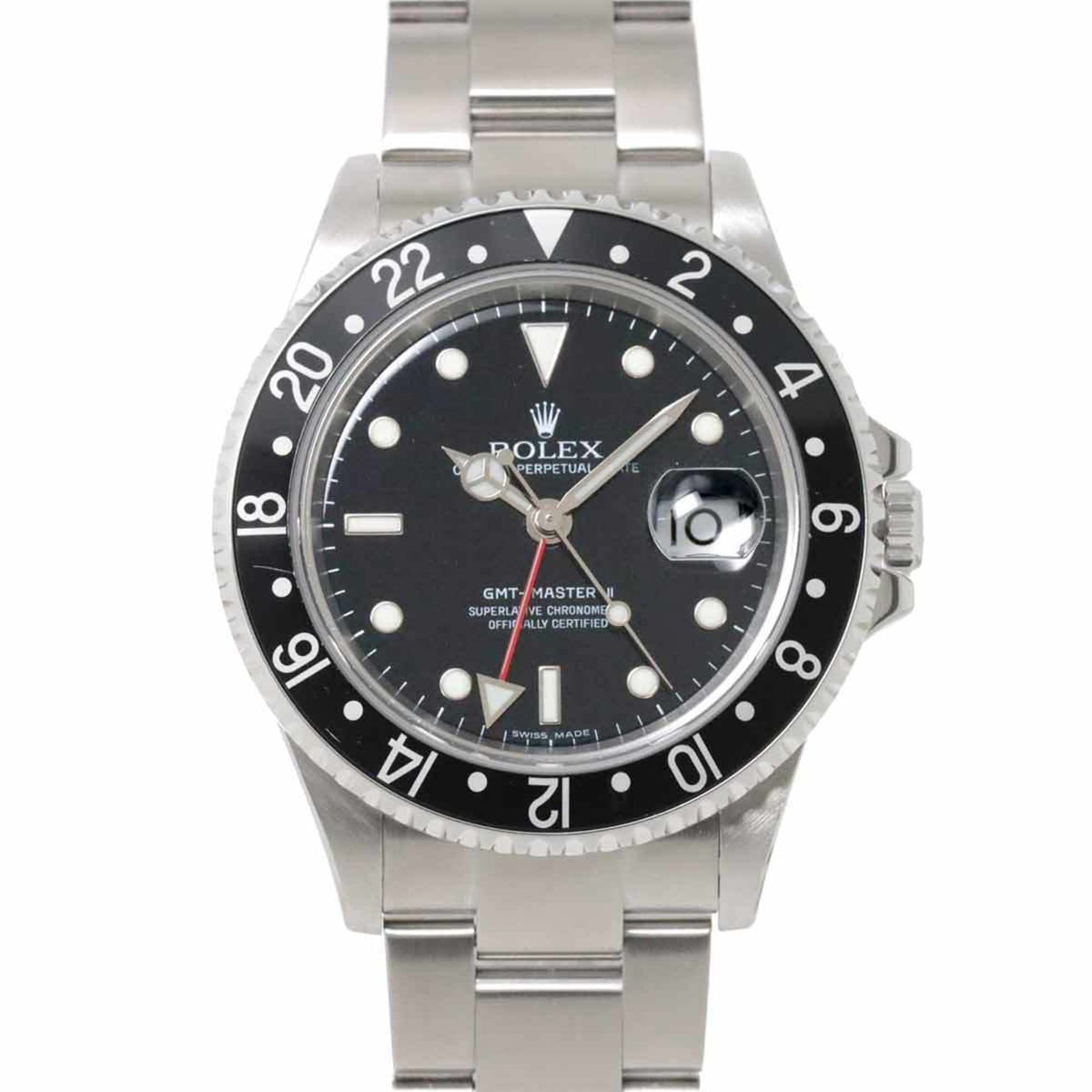 Gebrauchte Rolex ROLEX GMT Master II 16710 D-Serie Stick Dial Herrenuhr Datum Schwarz Automatik Selbstaufzug 