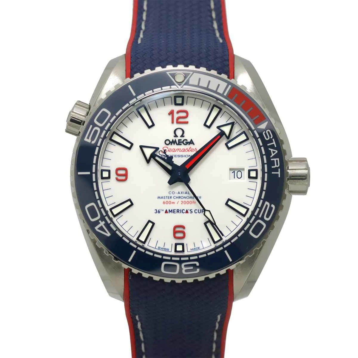 Pre-Owned Omega Seamaster Planet Ocean 600M America's Cup Limited Edition 215 32 43 21 04 001 (Limited to 2021 pieces worldwide) Date Men's Watch White Automatic