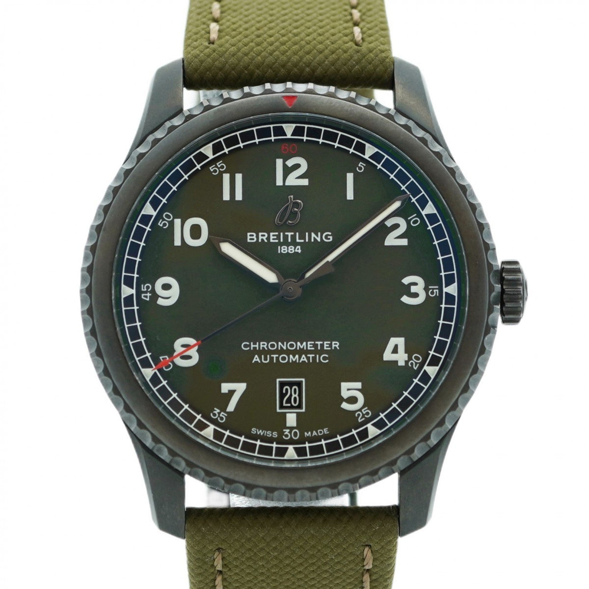 Gebrauchte Breitling Aviator 8 M17315 Herrenuhr mit grünem Zifferblatt 