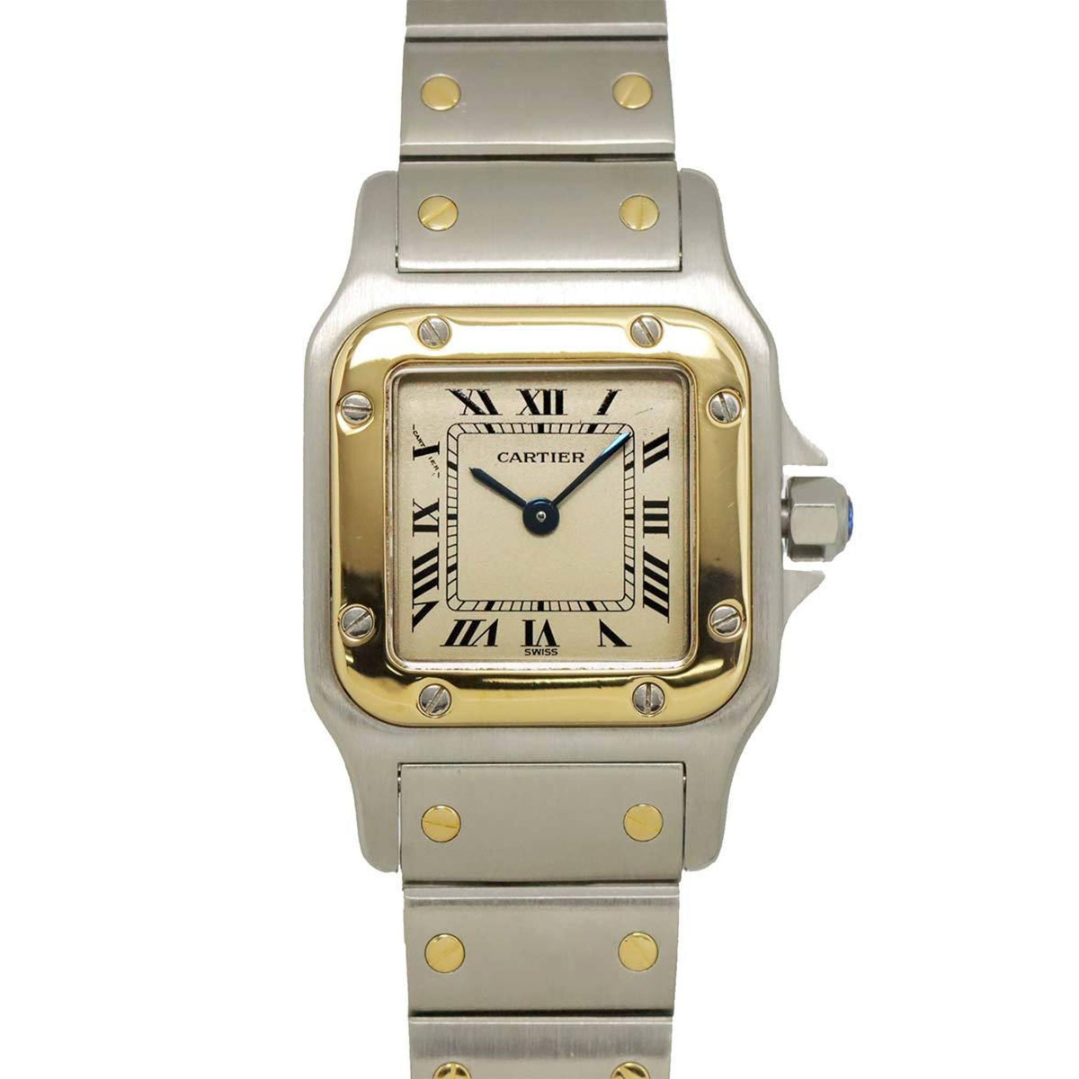 Pre-Owned Cartier Santos Galbee SM W20012C4 Two-Tone Ladies' Watch, Ivory & 18K Yellow Gold, Quartz Watch
