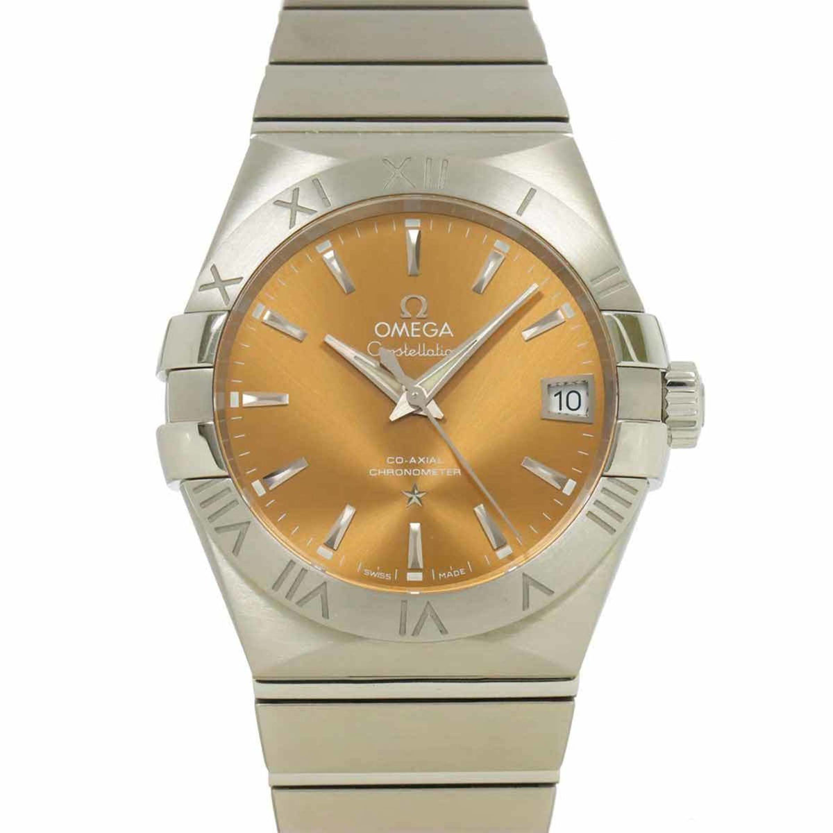 Gebrauchte OMEGA Constellation Co-Axial 123 10 38 21 001 Herrenuhr Datum Braun Automatik Selbstaufzug 
