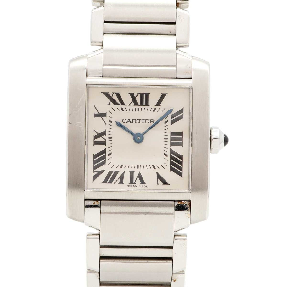 Pre-Owned Cartier Tank Fran?aise MM W51003Q3 Ivory Dial Watch (Men's & Women's)