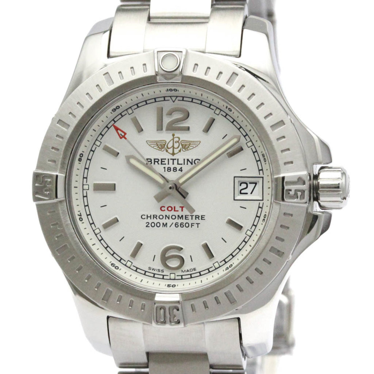Pre-Owned BREITLING Colt Lady Stainless Steel Quartz Ladies Watch A77388 Polished